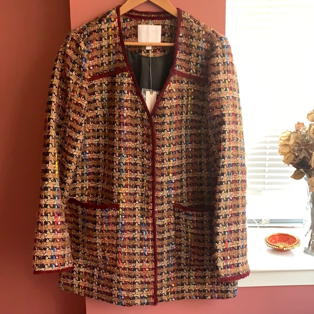 err:twa by: Anthropologie Harlequin Tweed Blazer - Picture 2 of 8